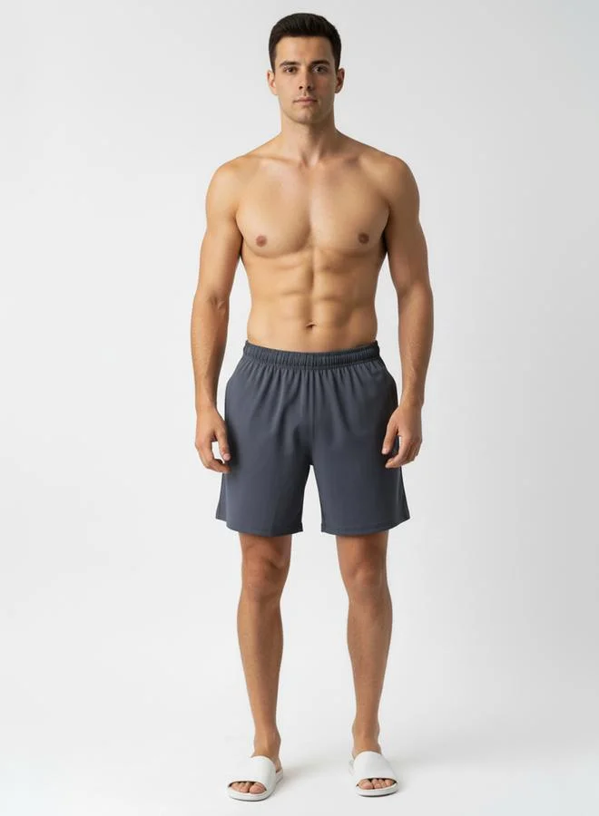 Clans&Hans Men Grey Four-Way Lycra Shorts